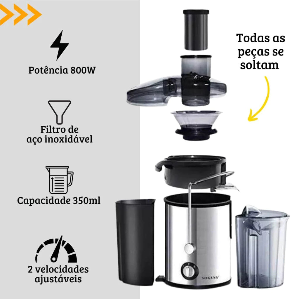 Juicer Premium Centrífuga Elétrica Profissional 1500W Inox