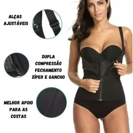 Cinta Modeladora Premium Dupla Compressão com Zíper