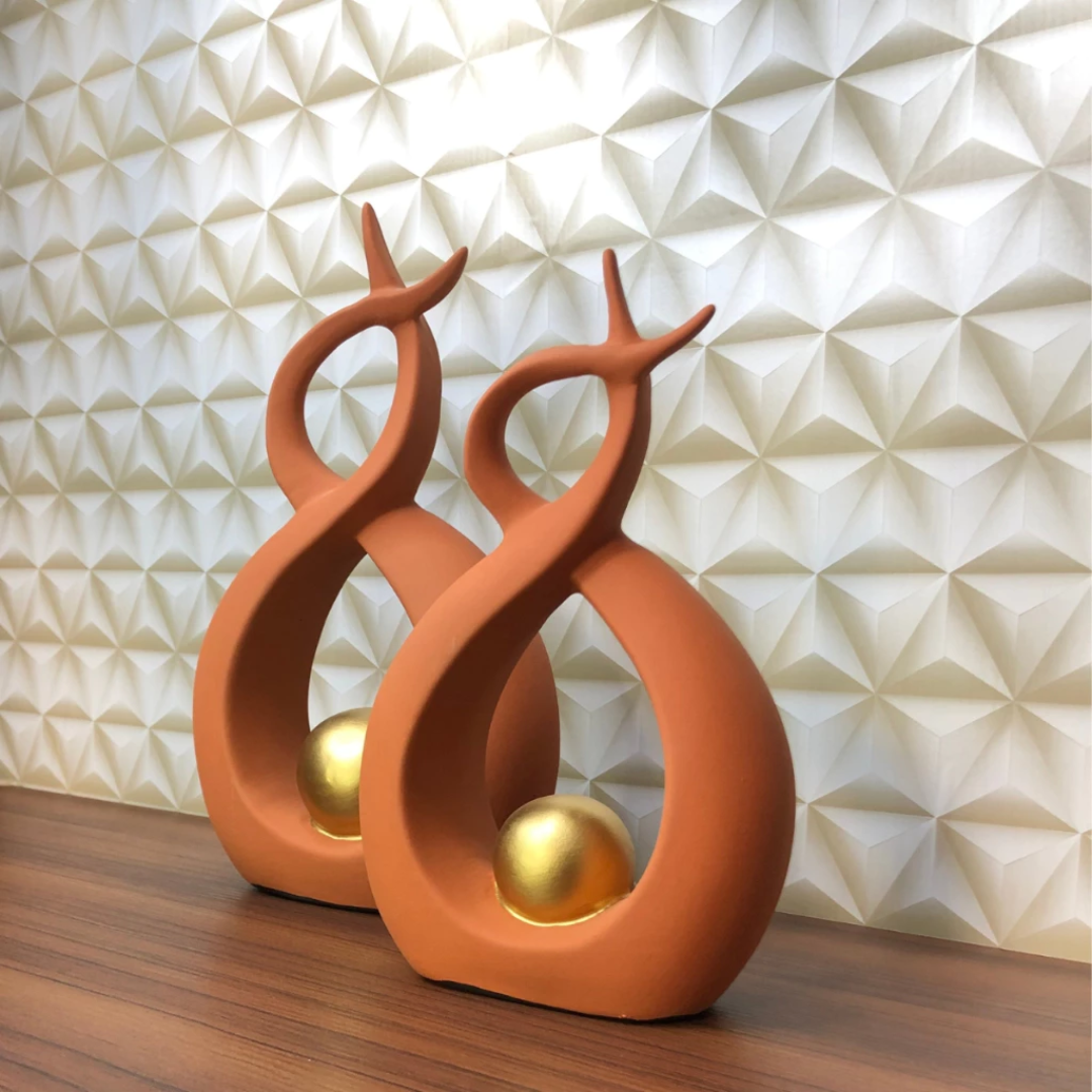 Dupla Decorativa de Cerâmica – Enfeite para Rack  & Sala ✨🏺