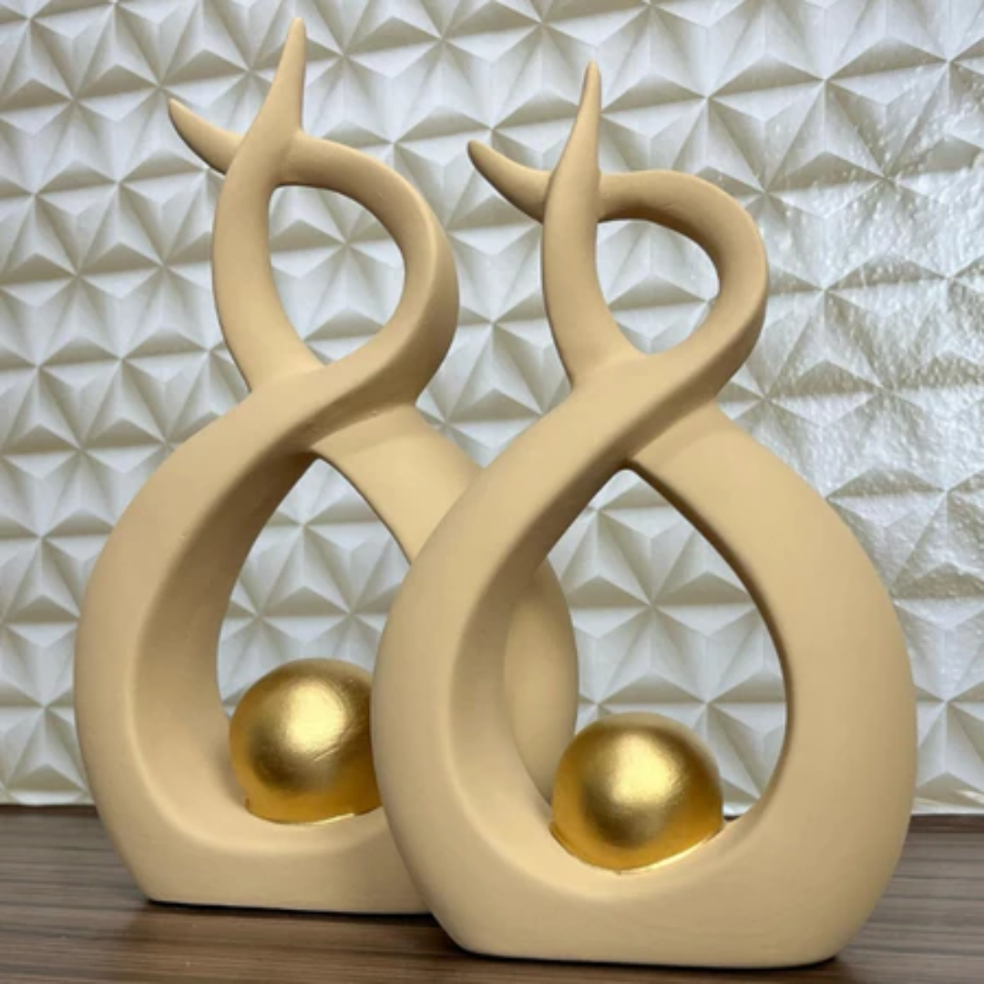 Dupla Decorativa de Cerâmica – Enfeite para Rack  & Sala ✨🏺