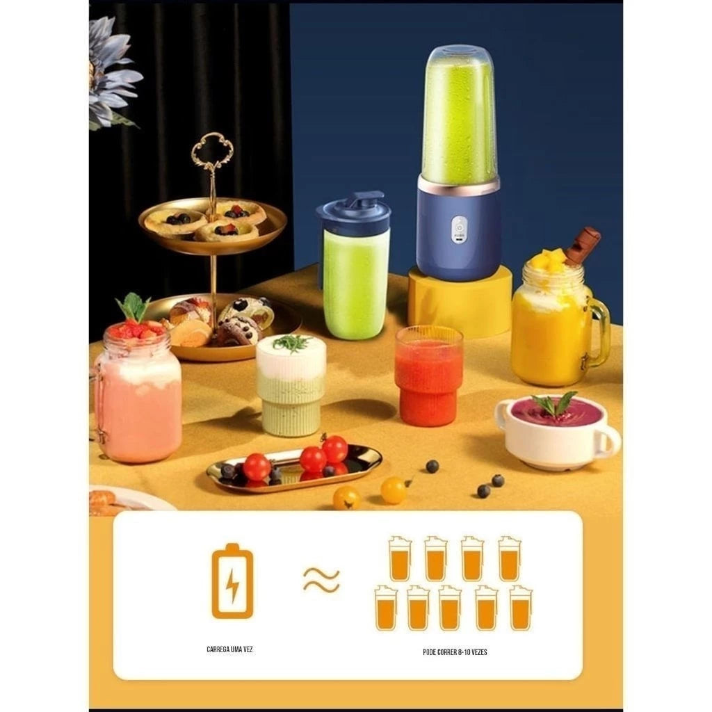 Mini Liquidificador Espremedor Elétrico com 6 Lâminas de Titânio. MAX POTÊNCIA
