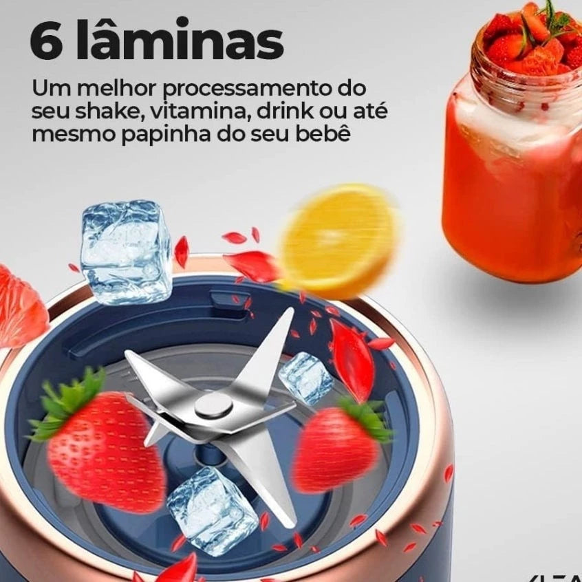 Mini Liquidificador Espremedor Elétrico com 6 Lâminas de Titânio. MAX POTÊNCIA