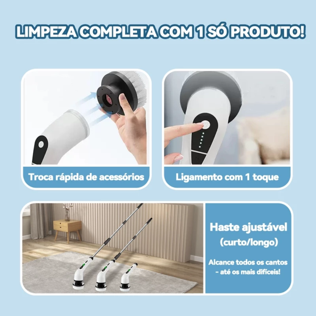 Escova de Limpeza Elétrica Sem Fio 360º Turbo Max