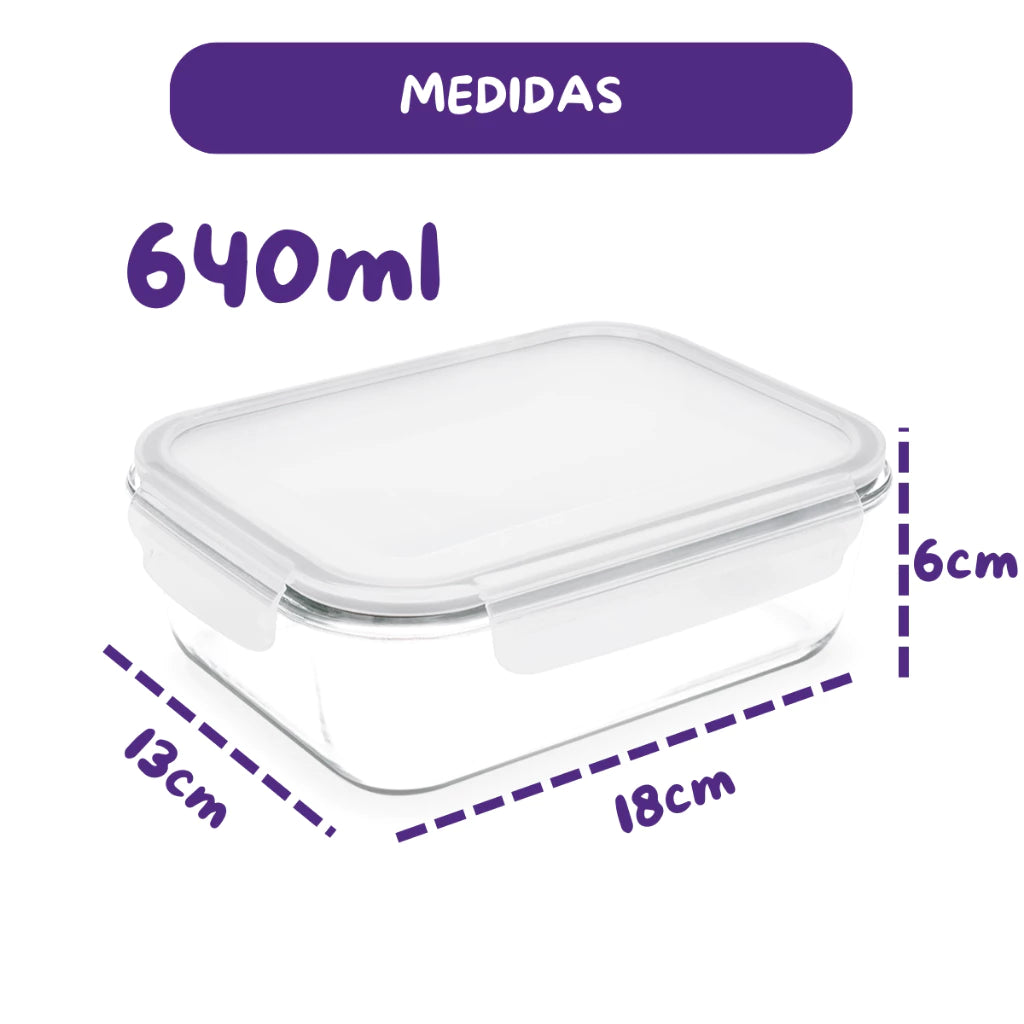Kit 3 Potes Hermético Vidro Tampa 4 Travas Fitness Premium