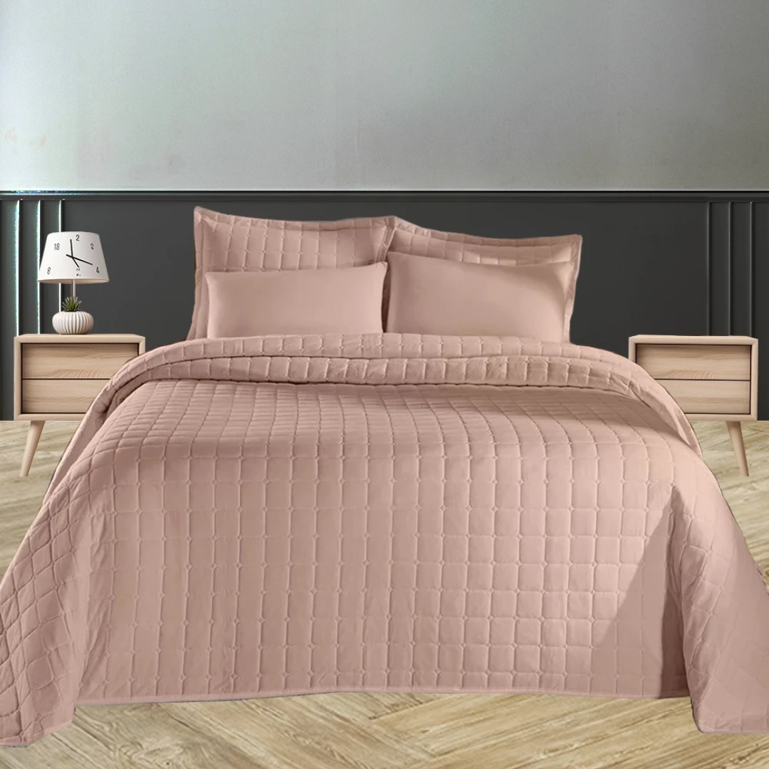 Kit Colcha Cobre Leito Casal Queen Size Percal 400 Fios Dupla Face 3 Peças  Aba Americana