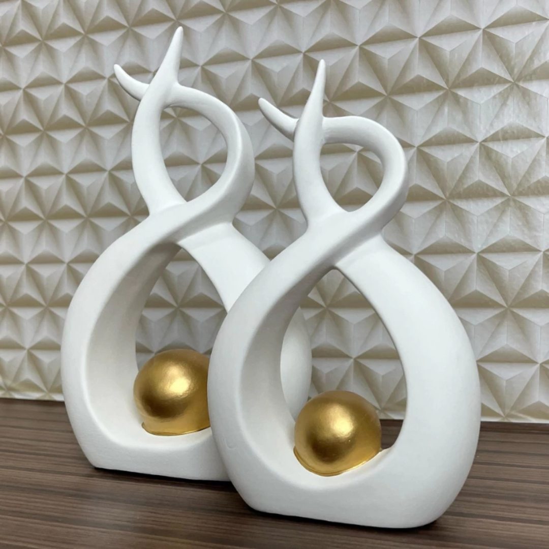 Dupla Decorativa de Cerâmica – Enfeite para Rack  & Sala ✨🏺