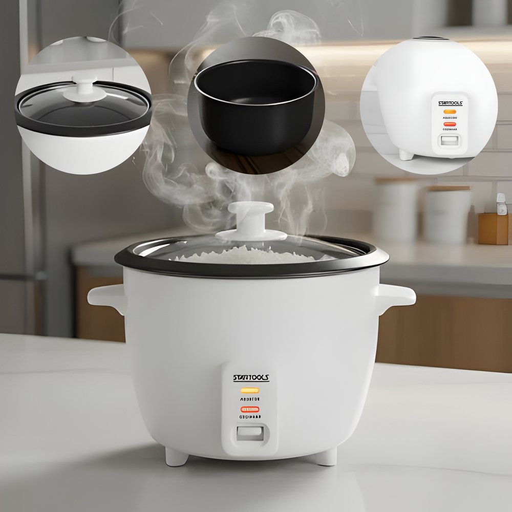 RiceChef Deluxe™ – A Panela Elétrica Compacta que Transforma Seu Arroz em Perfeição!