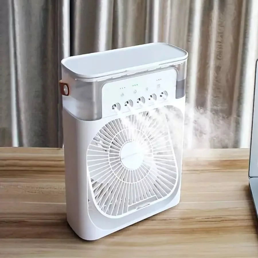 O Mini Poder do Frescor: Ar Condicionado Portátil com LED & Reservatório de Água USB!