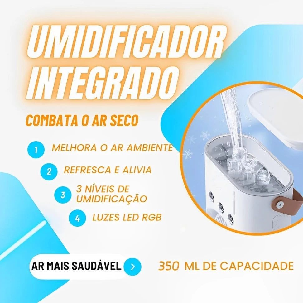 O Frescor Sofisticado Que Você Merece: Ventilador Umidificador de Torre Dupla LED USB!