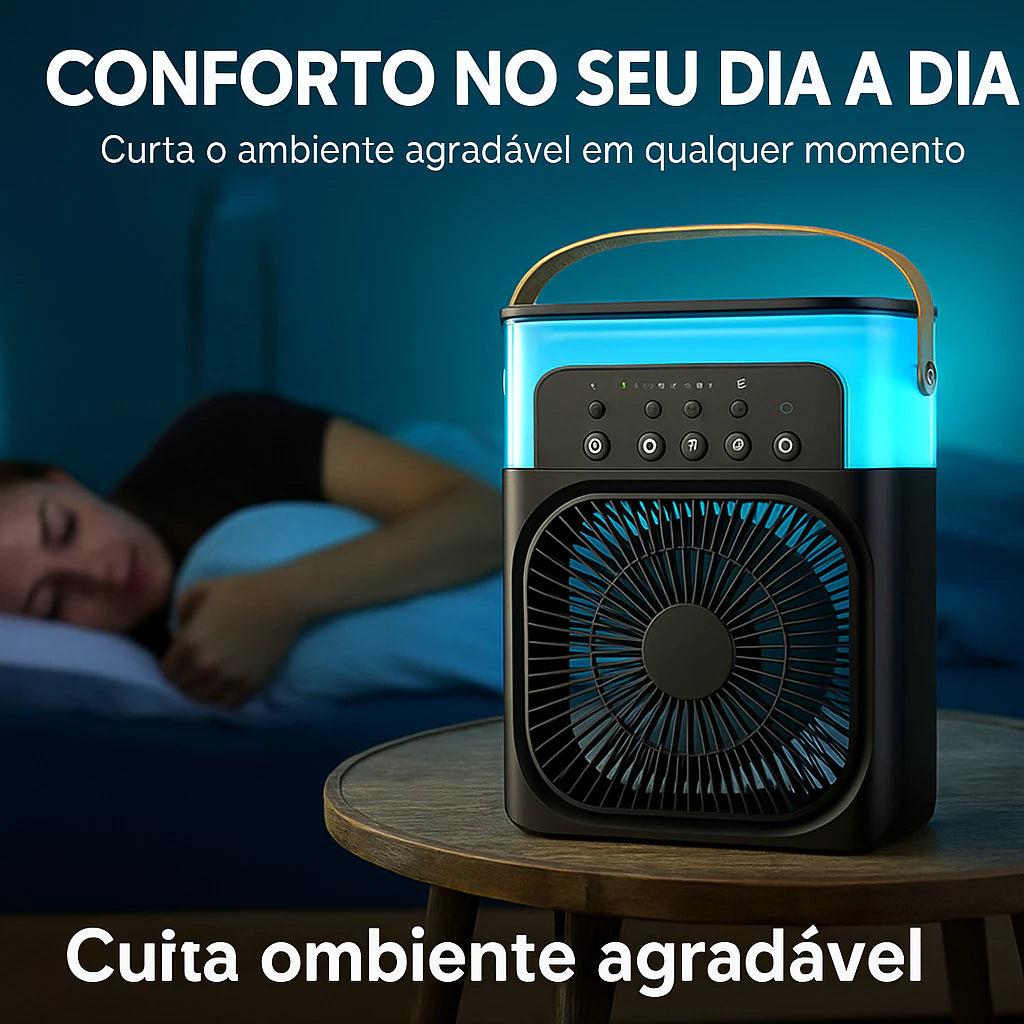 O Mini Poder do Frescor: Ar Condicionado Portátil com LED & Reservatório de Água USB!