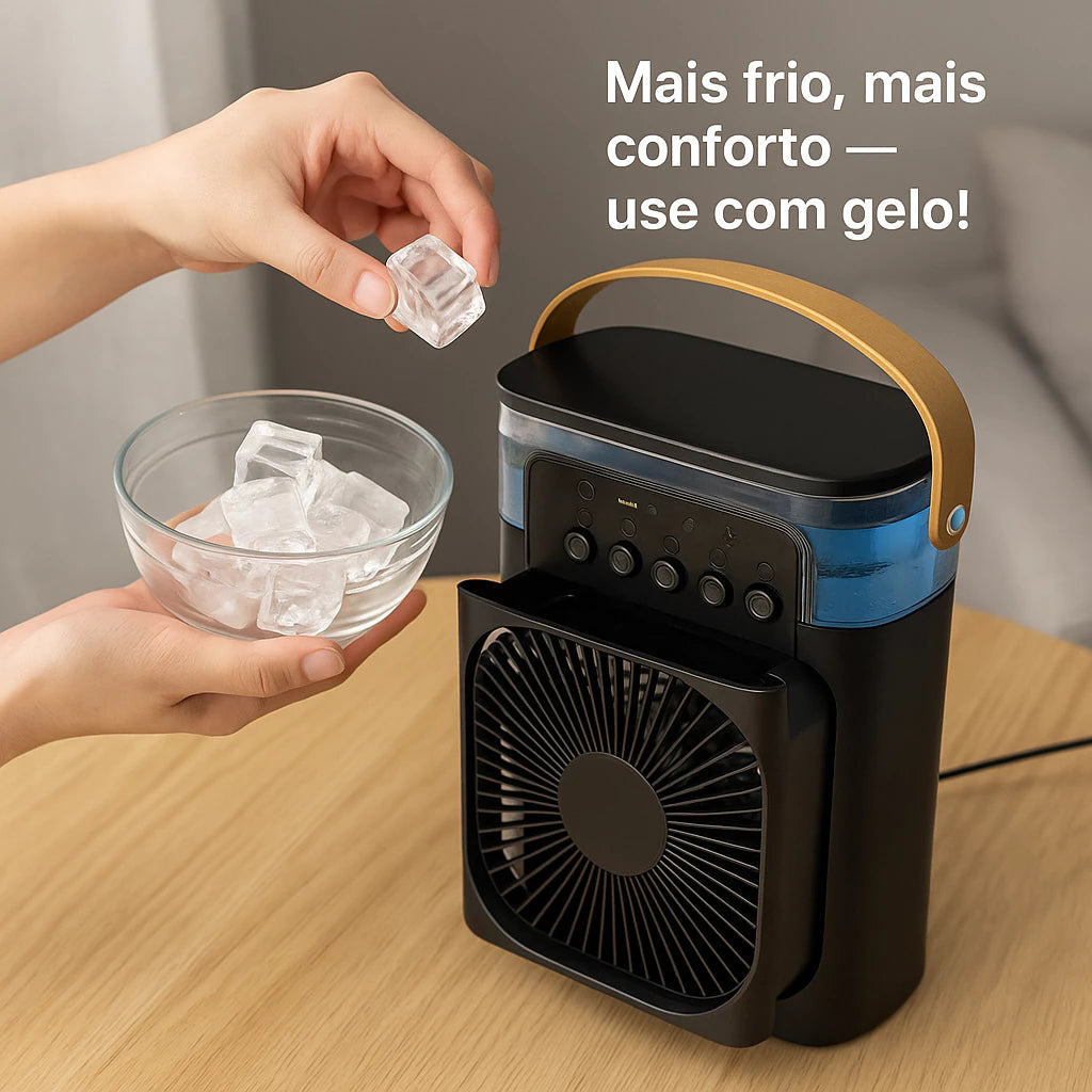 O Mini Poder do Frescor: Ar Condicionado Portátil com LED & Reservatório de Água USB!