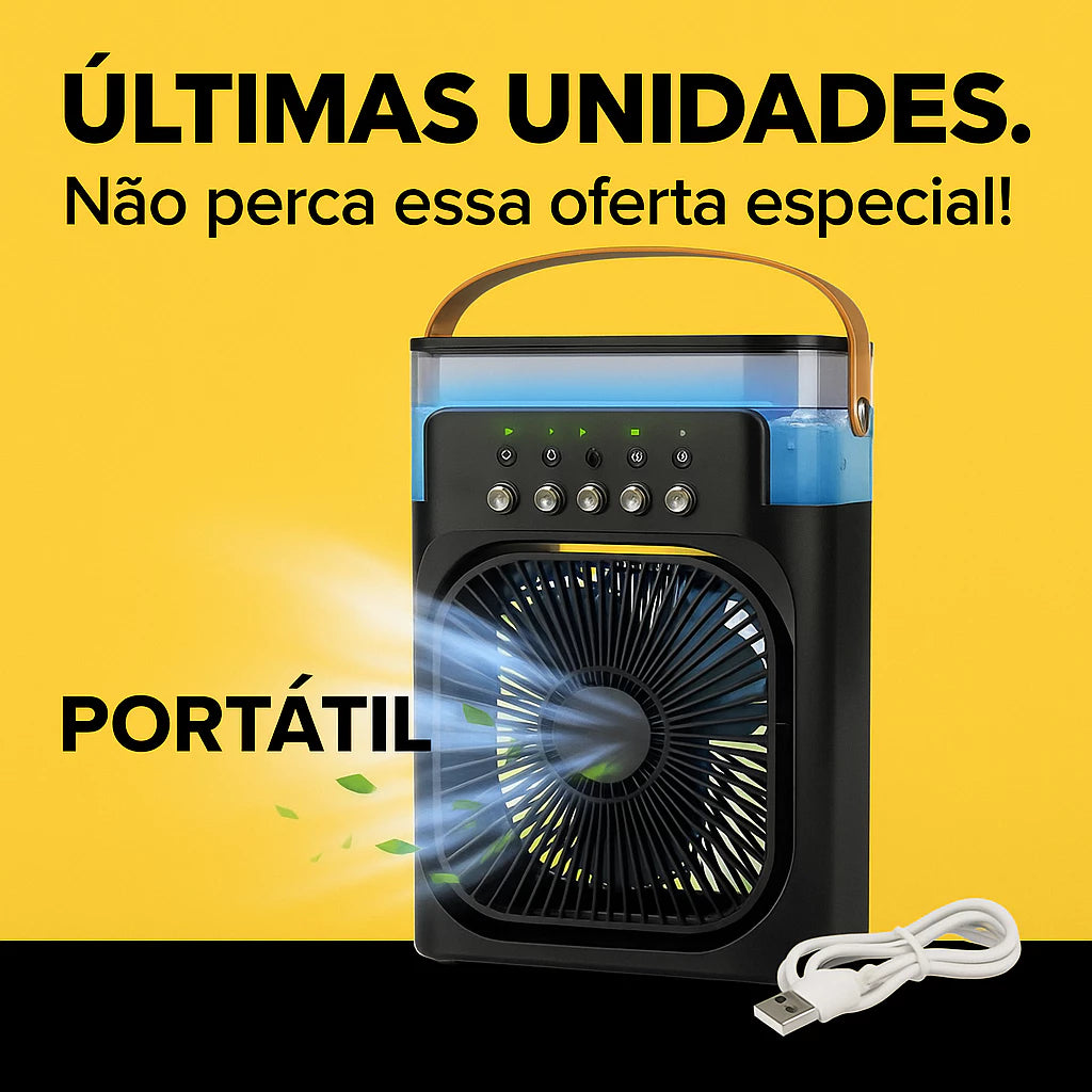 O Mini Poder do Frescor: Ar Condicionado Portátil com LED & Reservatório de Água USB!