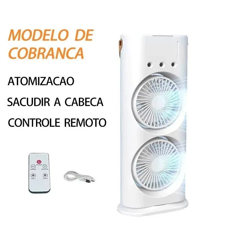 O Frescor Sofisticado Que Você Merece: Ventilador Umidificador de Torre Dupla LED USB!