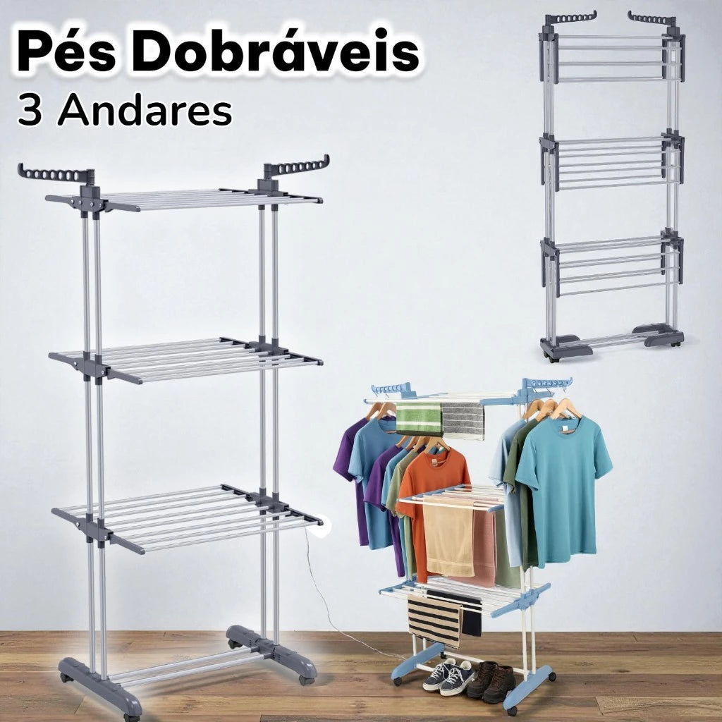 Varal Mágico 360 Multi Varal de chão Dobravel 3 andares