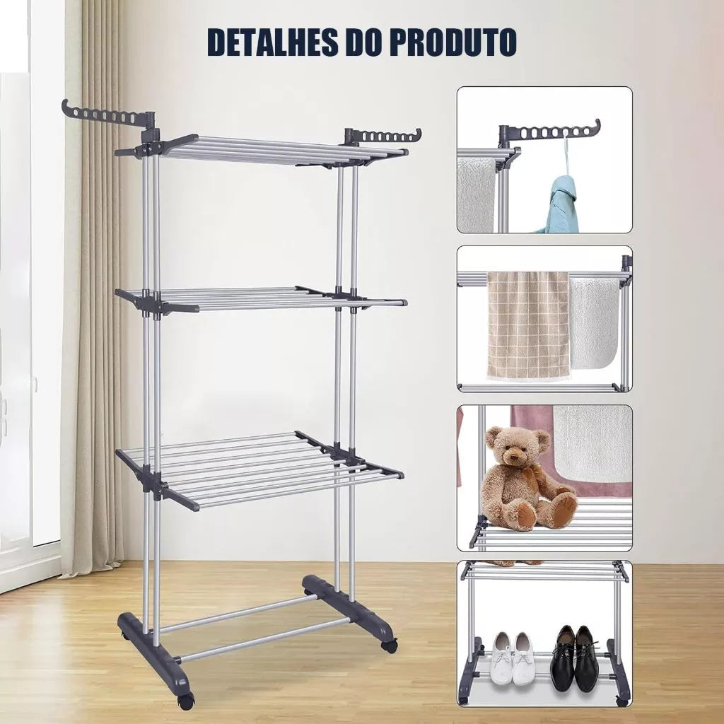 Varal Mágico 360 Multi Varal de chão Dobravel 3 andares