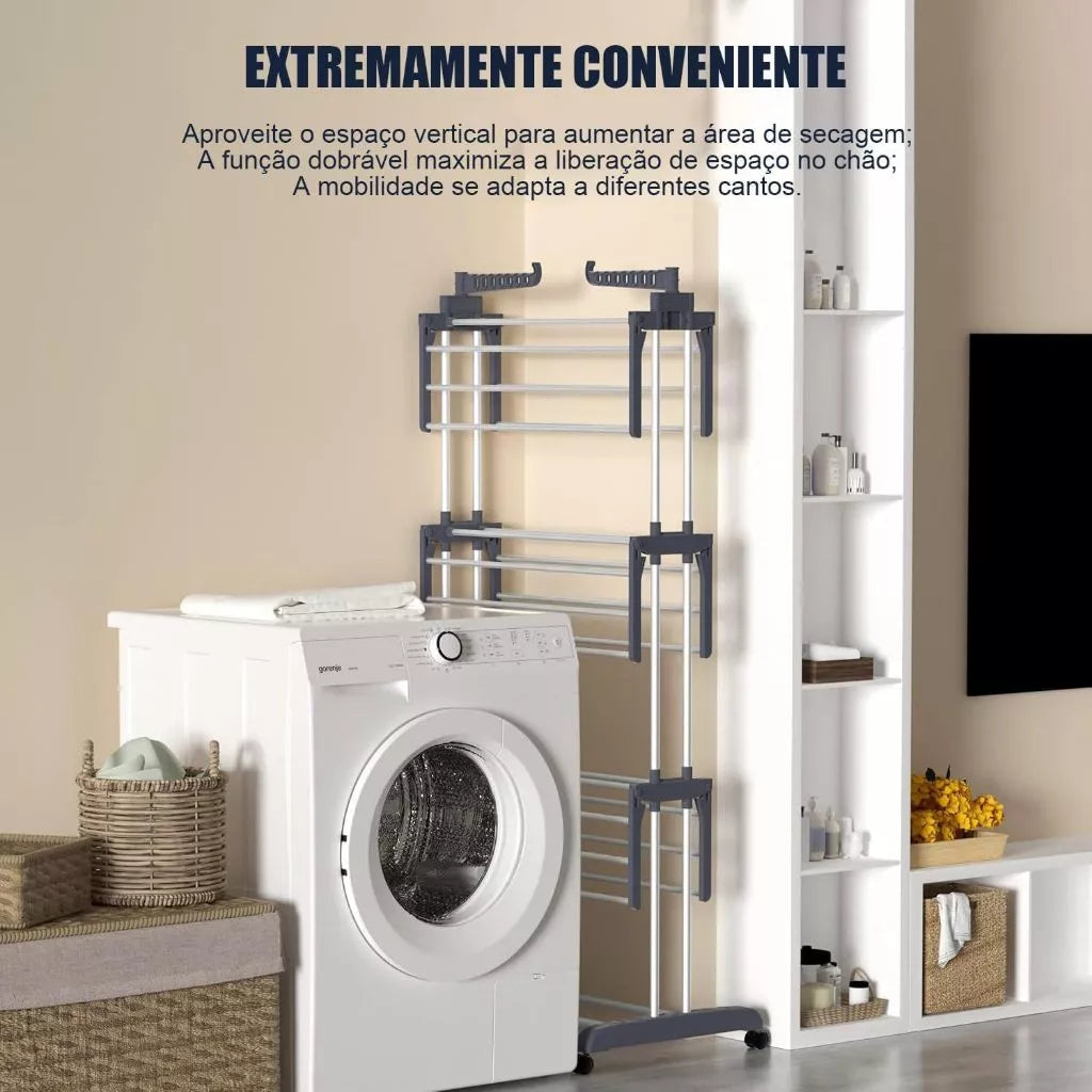 Varal Mágico 360 Multi Varal de chão Dobravel 3 andares