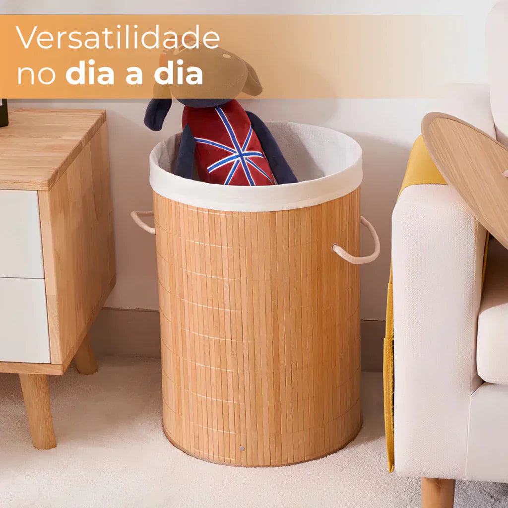 Cesto de Roupas Bamboo Circle