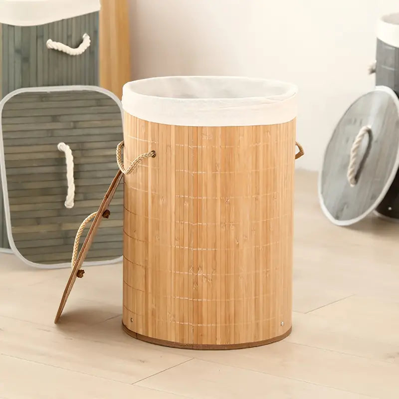 Cesto de Roupas Bamboo Circle