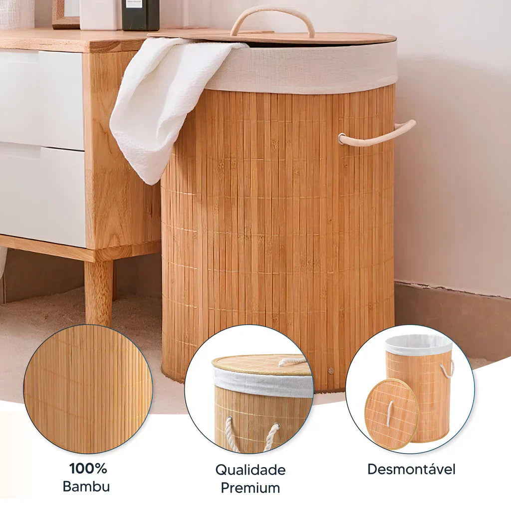 Cesto de Roupas Bamboo Circle