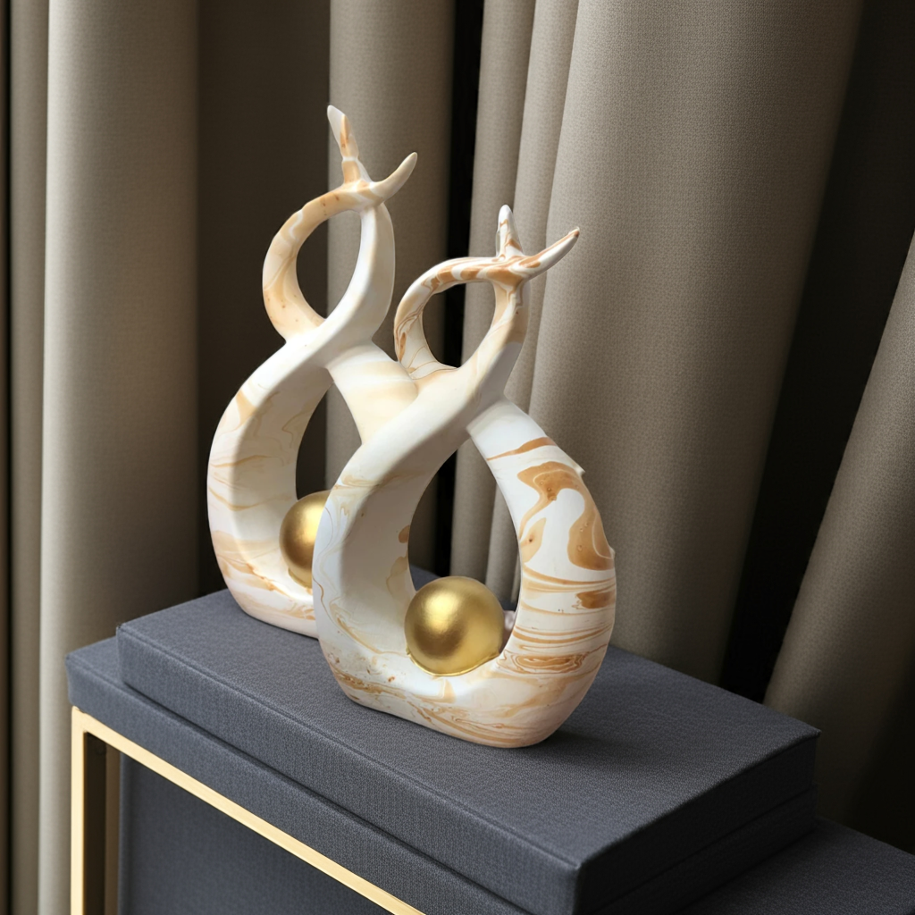 Dupla Decorativa de Cerâmica – Enfeite para Rack  & Sala ✨🏺