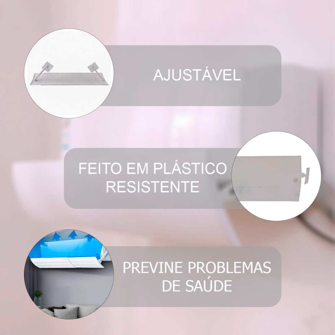 Defletor Ar Condicionado Split Ajustável 60 a 105cm | Redireciona Fluxo de Ar