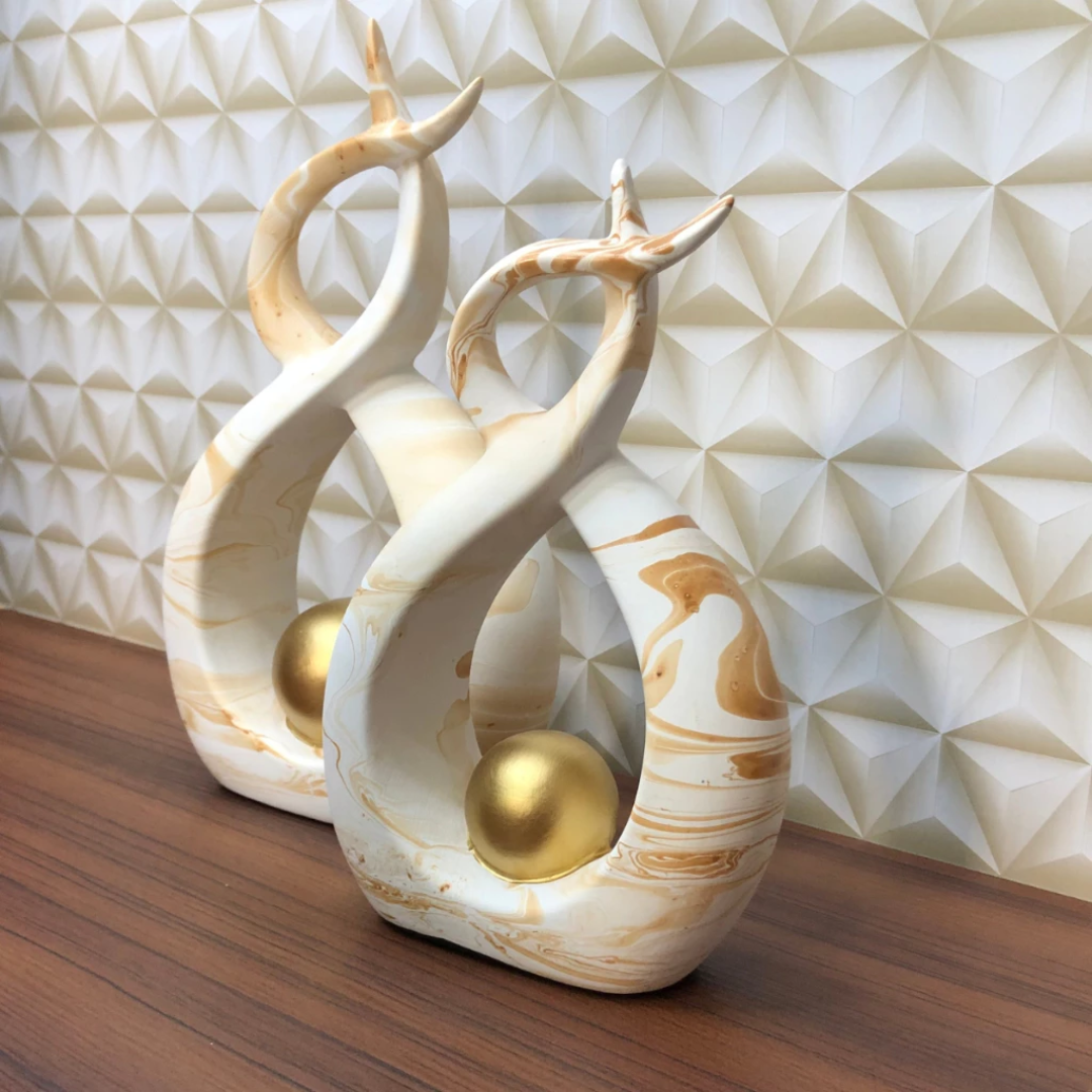Dupla Decorativa de Cerâmica – Enfeite para Rack  & Sala ✨🏺