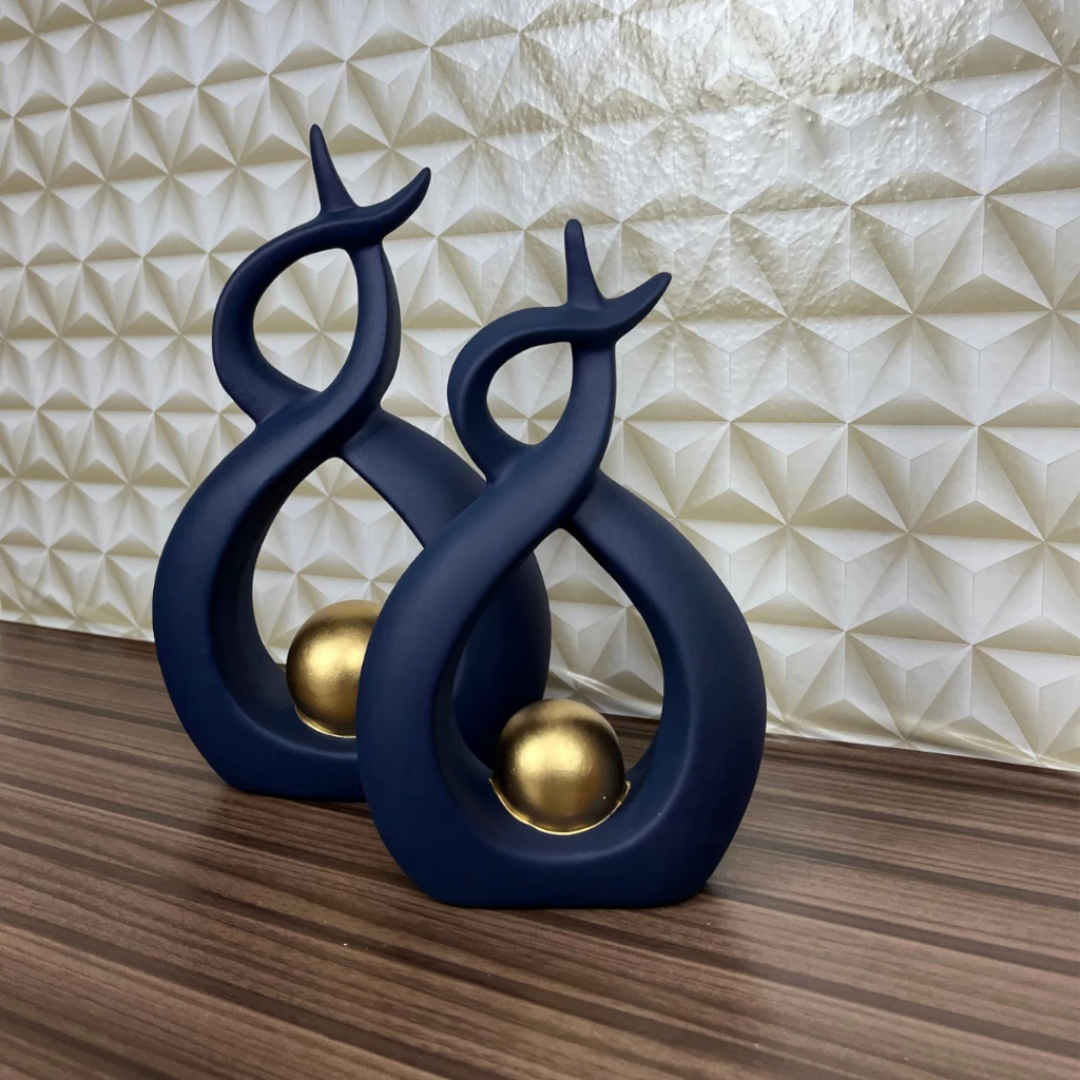 Dupla Decorativa de Cerâmica – Enfeite para Rack  & Sala ✨🏺