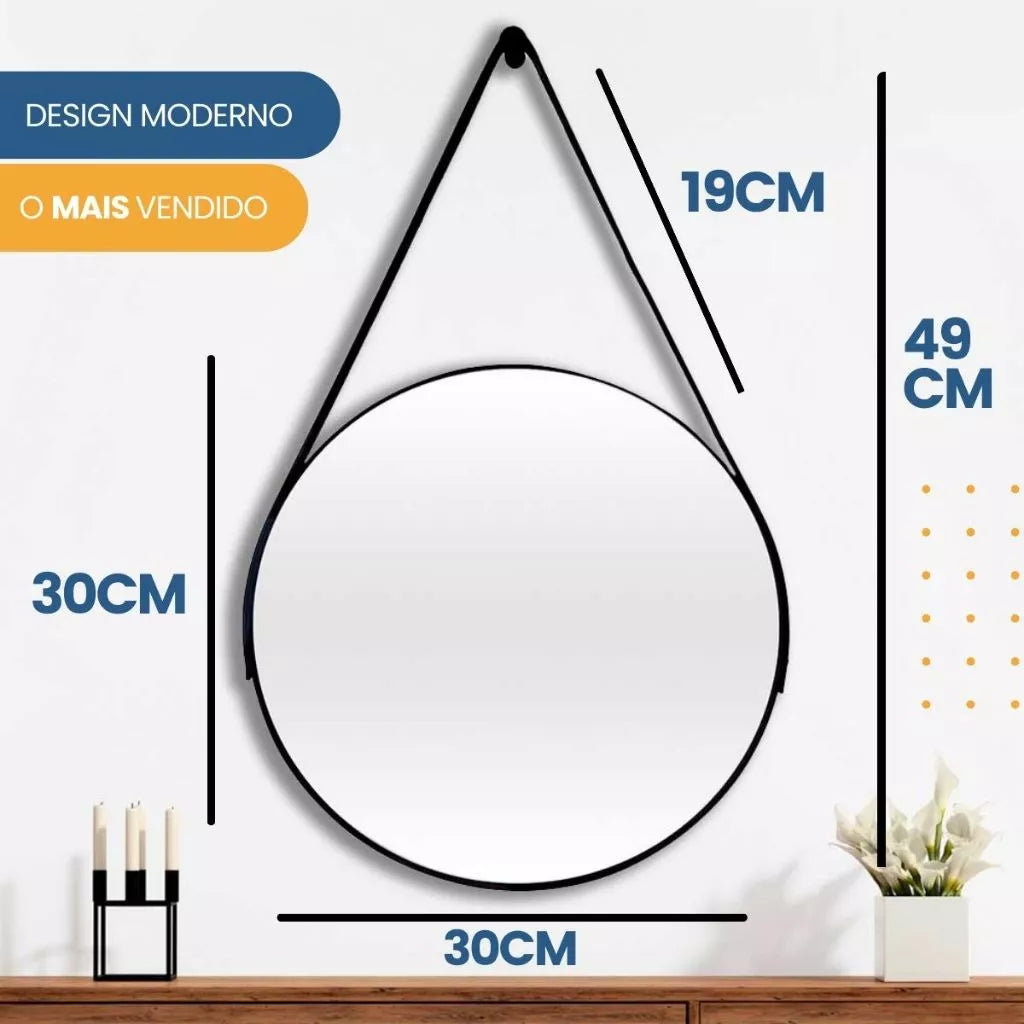Adnet Elegance: O Espelho Redondo 30cm que Transforma Seu Ambiente