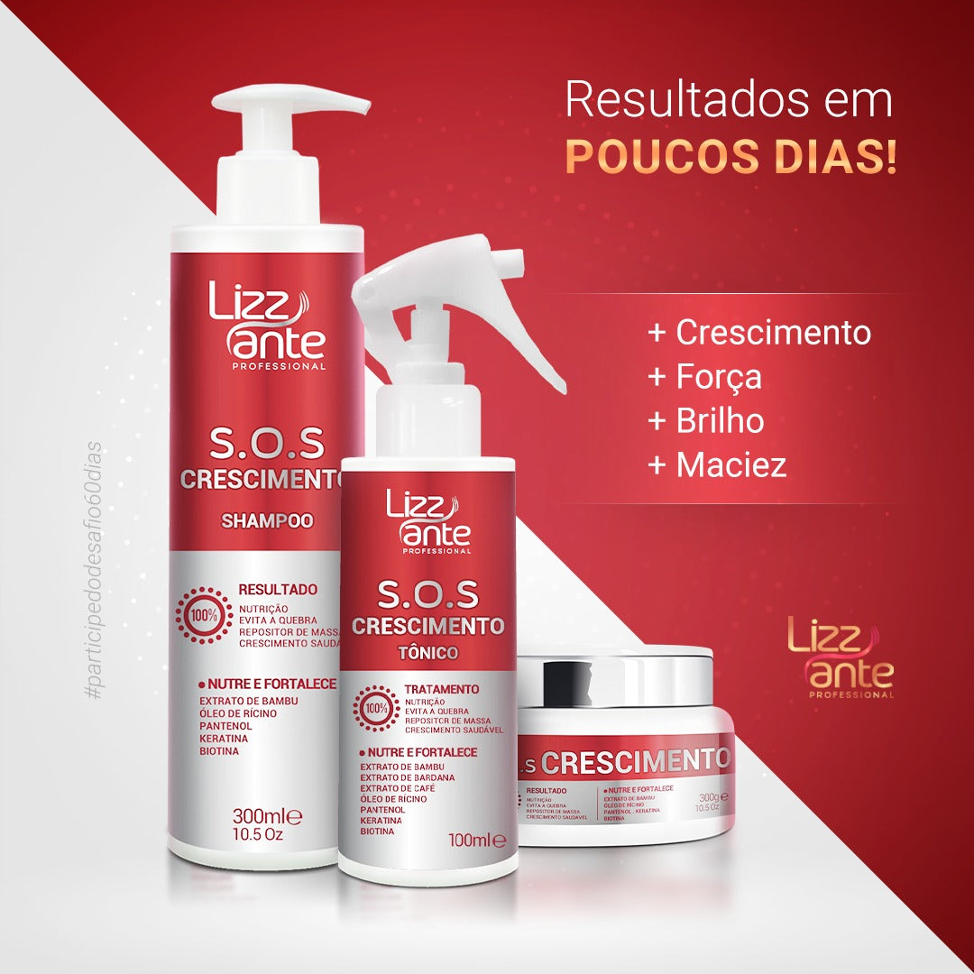 Poderoso Tratamento Capilar KIT SOS Crescimento da LIZZ ANTE Profissional