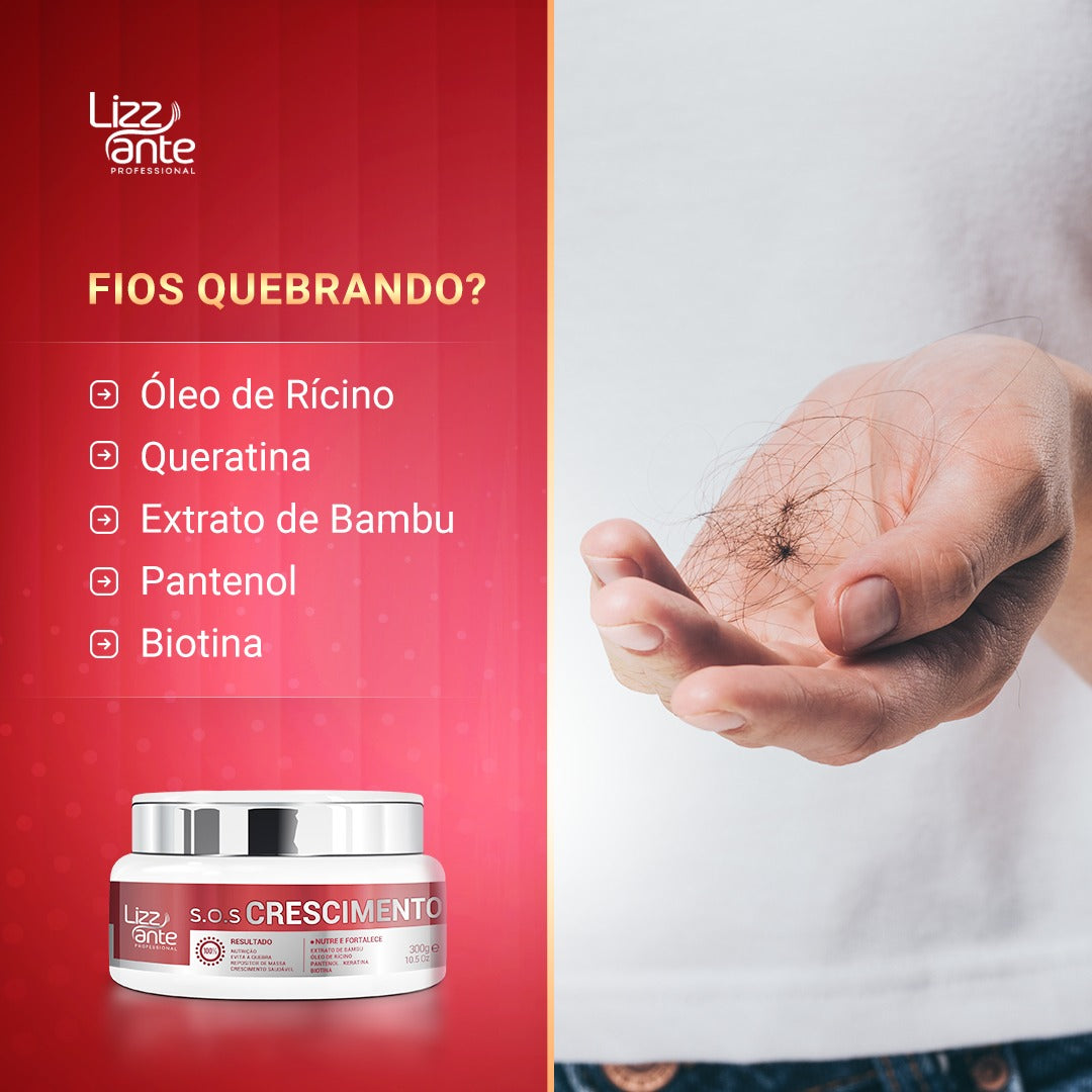 Poderoso Tratamento Capilar KIT SOS Crescimento da LIZZ ANTE Profissional