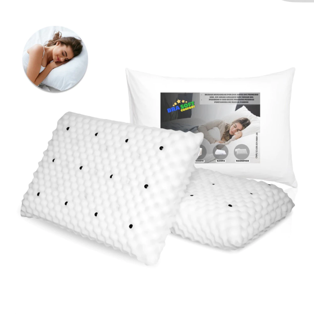 Kit 2 Travesseiro Magnésio Alto Infravermelho Espuma Massageador Anatomico