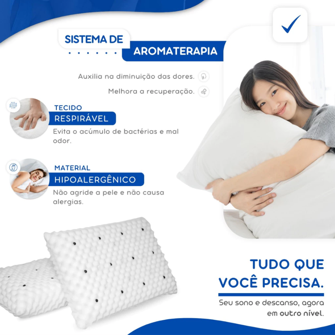 Kit 2 Travesseiro Magnésio Alto Infravermelho Espuma Massageador Anatomico