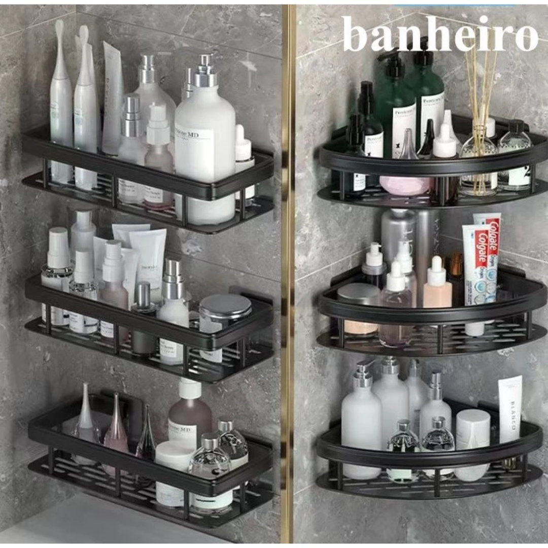 KIT 3 Suporte Prateleira De Canto Para Banheiro / Cozinha-Uso multifuncional