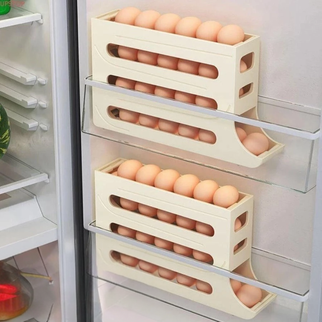 Porta Ovos Deslizante Organizador Para Geladeira De 4 Camadas