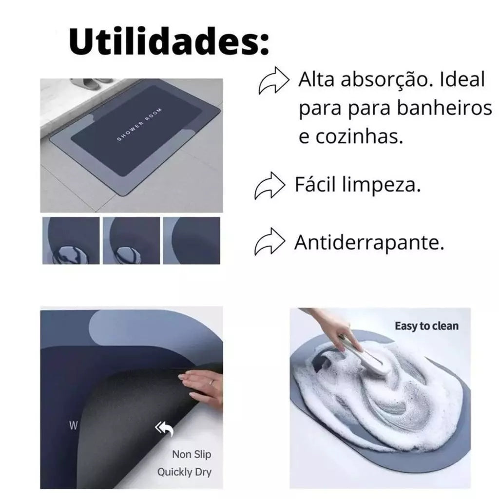 Tapete UltraDry™ Kit com 2 – Antiderrapante, Super Absorvente e Secagem Rápida 💧🚿