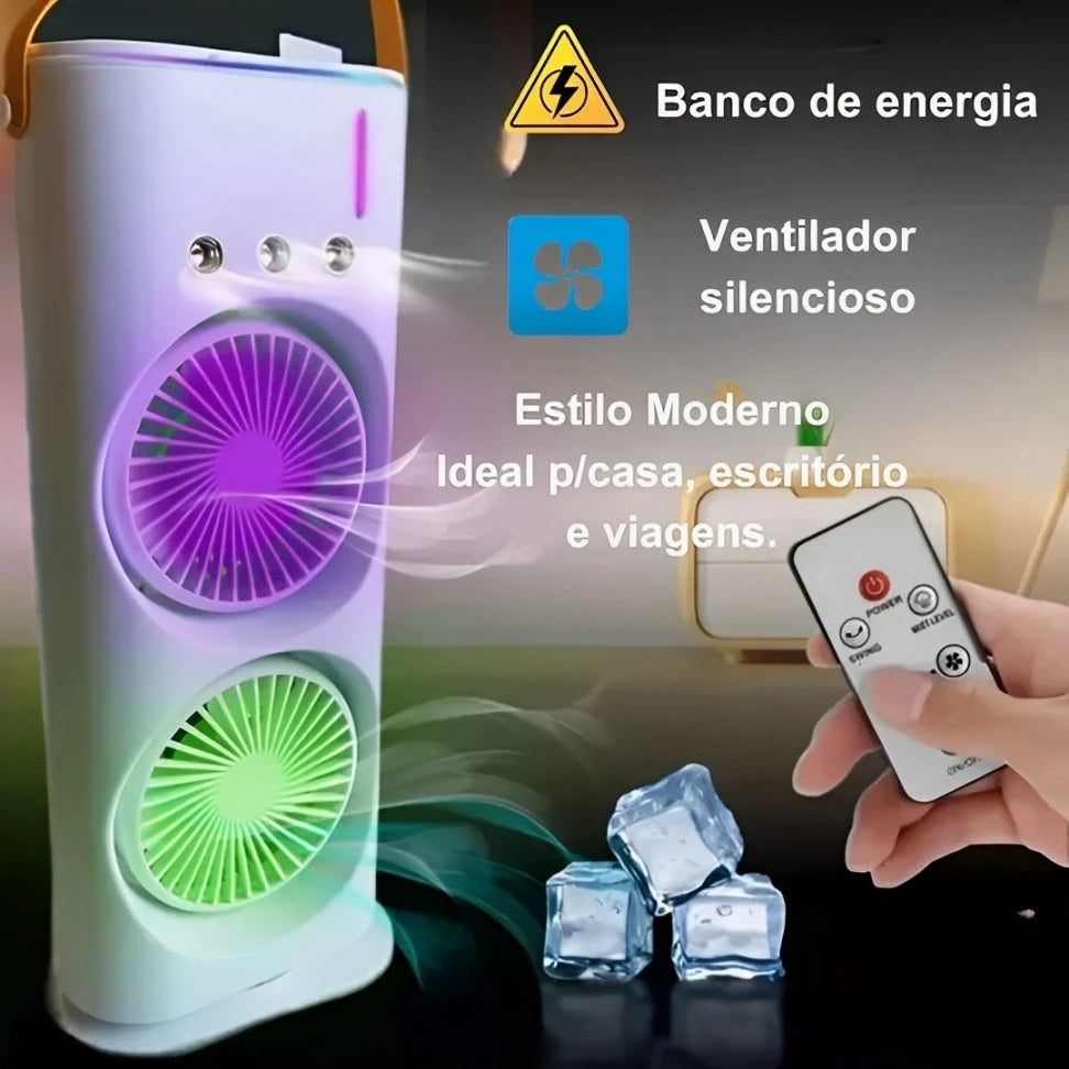 O Frescor Sofisticado Que Você Merece: Ventilador Umidificador de Torre Dupla LED USB!