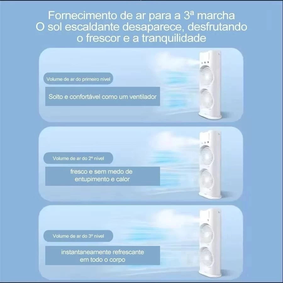 O Frescor Sofisticado Que Você Merece: Ventilador Umidificador de Torre Dupla LED USB!