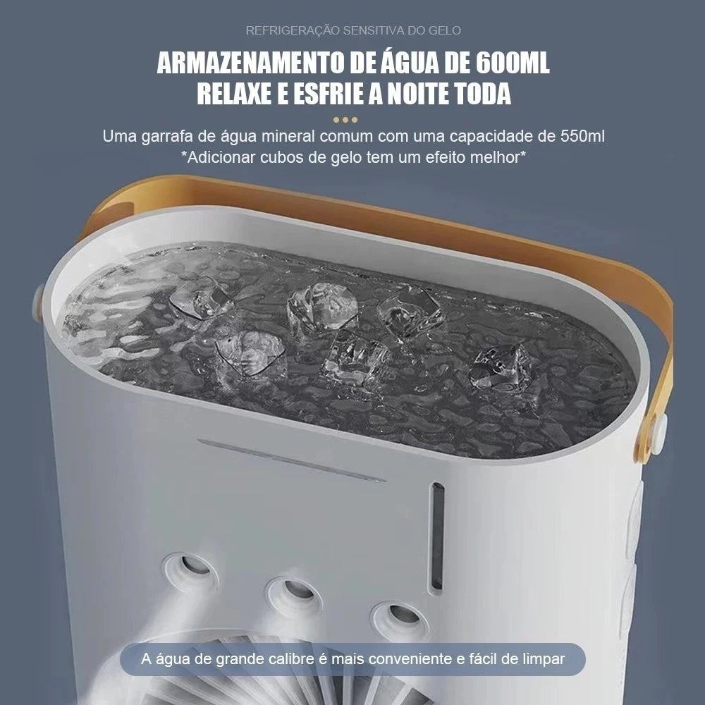 O Frescor Sofisticado Que Você Merece: Ventilador Umidificador de Torre Dupla LED USB!