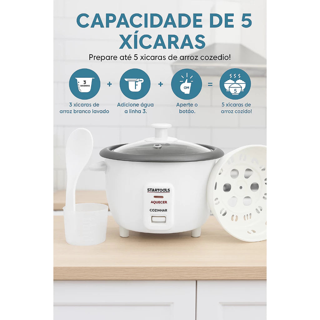 RiceChef Deluxe™ – A Panela Elétrica Compacta que Transforma Seu Arroz em Perfeição!