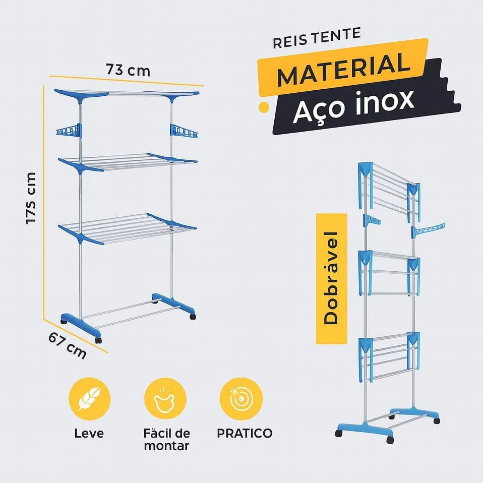 Varal Mágico 360 Multi Varal de chão  Dobravel 3 andares