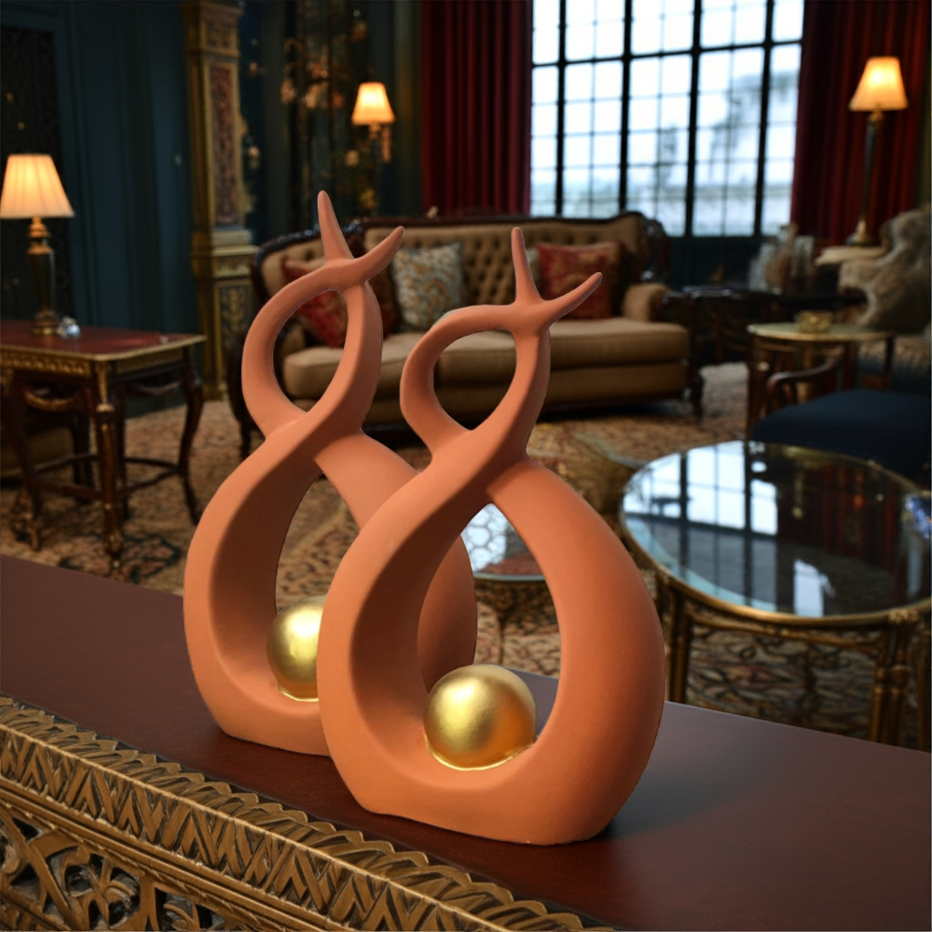 Dupla Decorativa de Cerâmica – Enfeite para Rack  & Sala ✨🏺