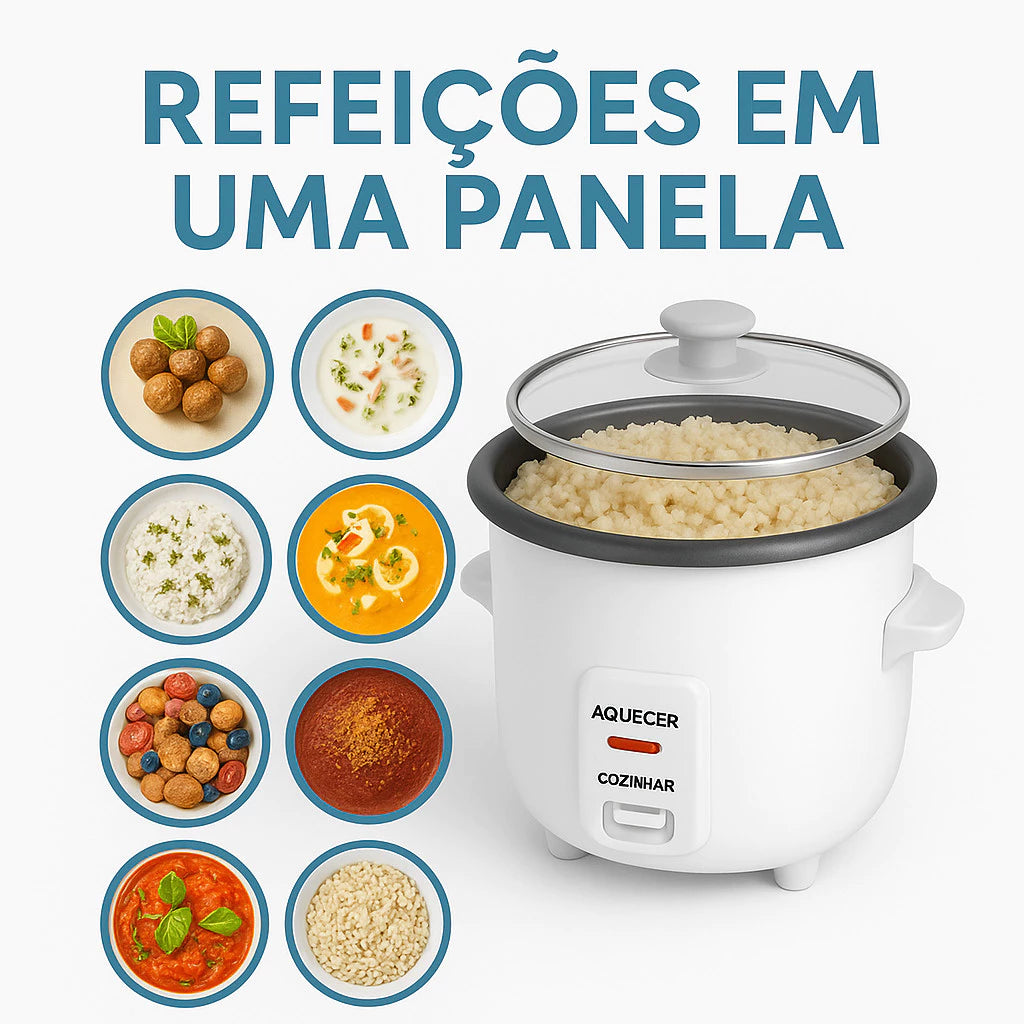 RiceChef Deluxe™ – A Panela Elétrica Compacta que Transforma Seu Arroz em Perfeição!